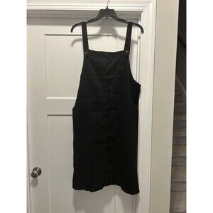 Overall Dress Pocket Black Corduroy Size 2X Front And Back Pockets Midi Teacher